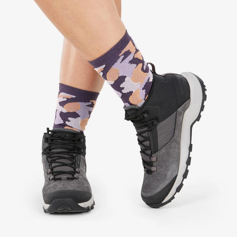 Quechua Chaussettes Randonnée - Hike 500 High Trendy Purple & Kamo X2 Paires 2 Quechua Chaussettes Randonnée - Hike 500 High Trendy Purple & Kamo X2 Paires – Image 2