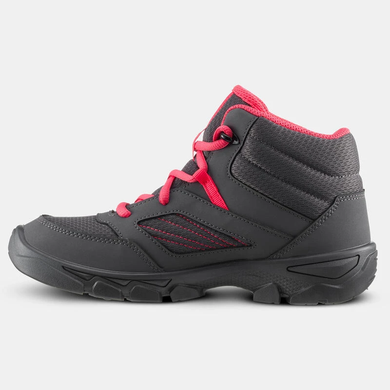 Quechua Chaussures De Randonnée Enfant Avec Lacets MH100 MID Grise Foncée Du 35 AU 38 2 Quechua Chaussures De Randonnée Enfant Avec Lacets MH100 MID Grise Foncée Du 35 AU 38 – Image 2