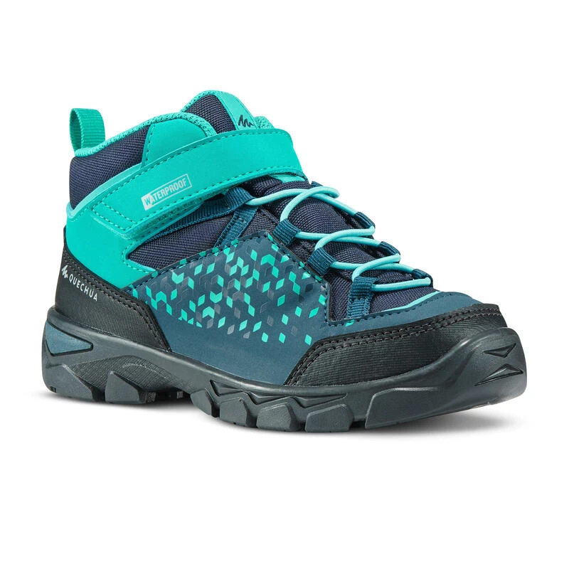 Quechua Chaussures Imperméables De Randonnée - MH120 MID Turquoises - Enfant 28 AU 34 1 Quechua Chaussures Imperméables De Randonnée - MH120 MID Turquoises - Enfant 28 AU 34
