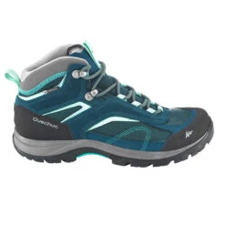 Quechua -Quechua chaussures impermeables de randonnee montagne mh100 mid turquoise femme 1