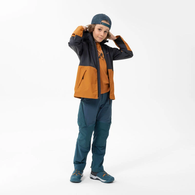 Quechua Veste Imperméable De Randonnée - MH500 Grise Et Ocre - Enfant 7-15 Ans 2 Quechua Veste Imperméable De Randonnée - MH500 Grise Et Ocre - Enfant 7-15 Ans – Image 2