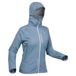 Quechua Veste Imperméable Ultra Légère De Randonnée Rapide - FH500 Rain - Femme Bleu